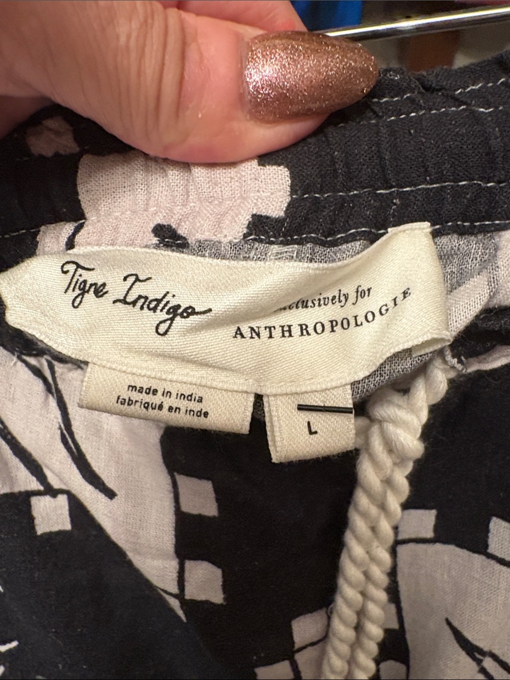 Anthropologie Black and Cream Celestial Print Wide-Leg Pants - Picture 5 of 5